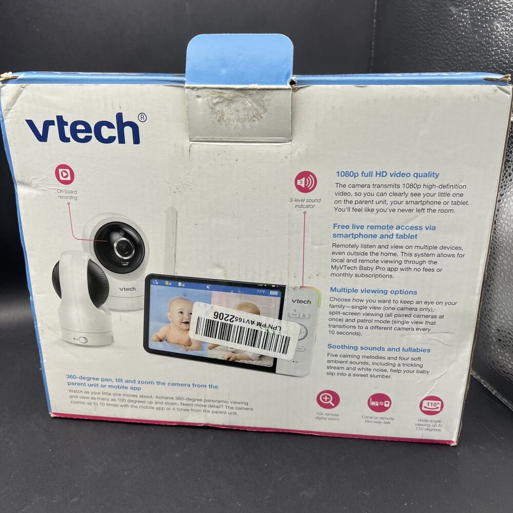 Vtech 2 Camera 7" Smart Wifi 1080P Pan & Tilt Baby Monitor RM7764-2HD NEW OPEN - Picture 3 of 10